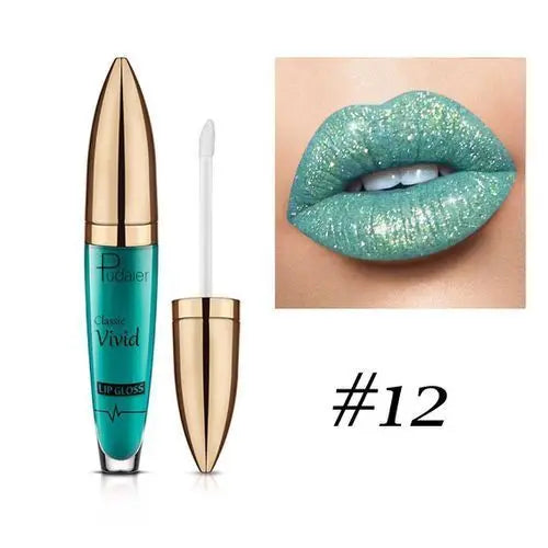 Pudaier Glitter Lip Gloss – Diamond Shimmer Metallic Lipstick