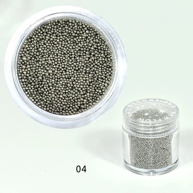 Grey Micro Nail Caviar Beads 10g | 3D Ball Nail Art Decor Nail Art Beads PRIMED