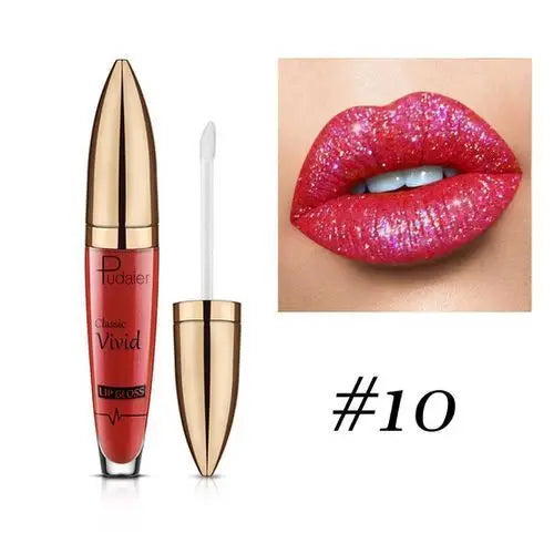 Pudaier Glitter Lip Gloss – Diamond Shimmer Metallic Lipstick