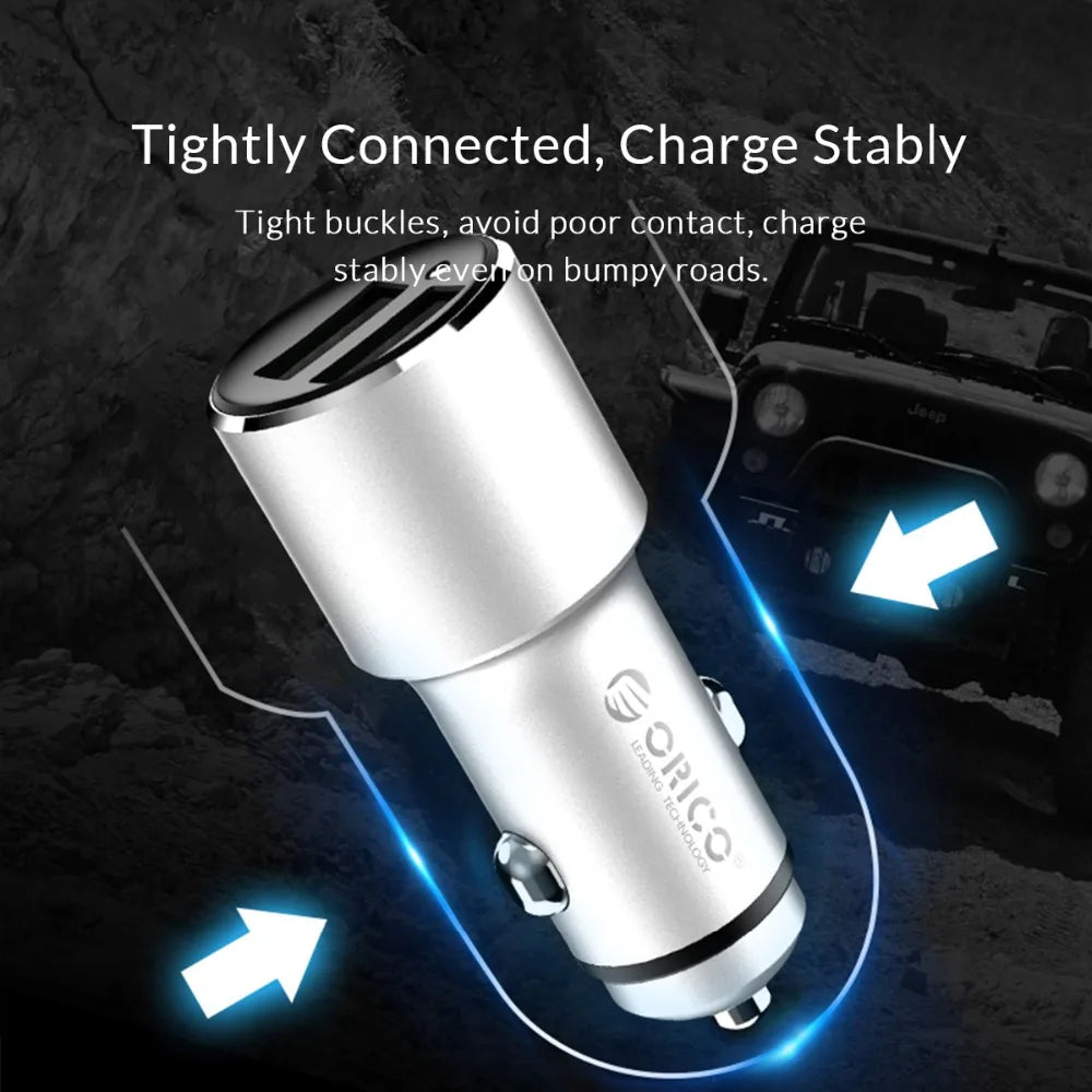 ORICO 12W Dual USB Car Charger – Cigarette Lighter Adapter Dual USB Car Charger PRIMED