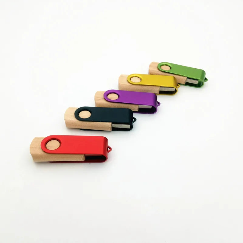 10-Pack Custom Logo Wood & Metal USB Flash Drives 16–128GB USB Flash Drive PRIMED