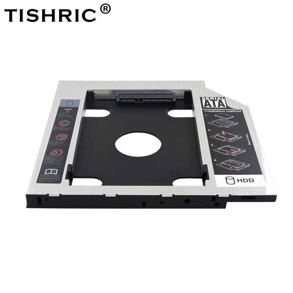 TISHRIC 2nd HDD Caddy SATA 3.0 2.5" SSD 9.5/12.7mm Adapter HDD Caddy Adapter PRIMED