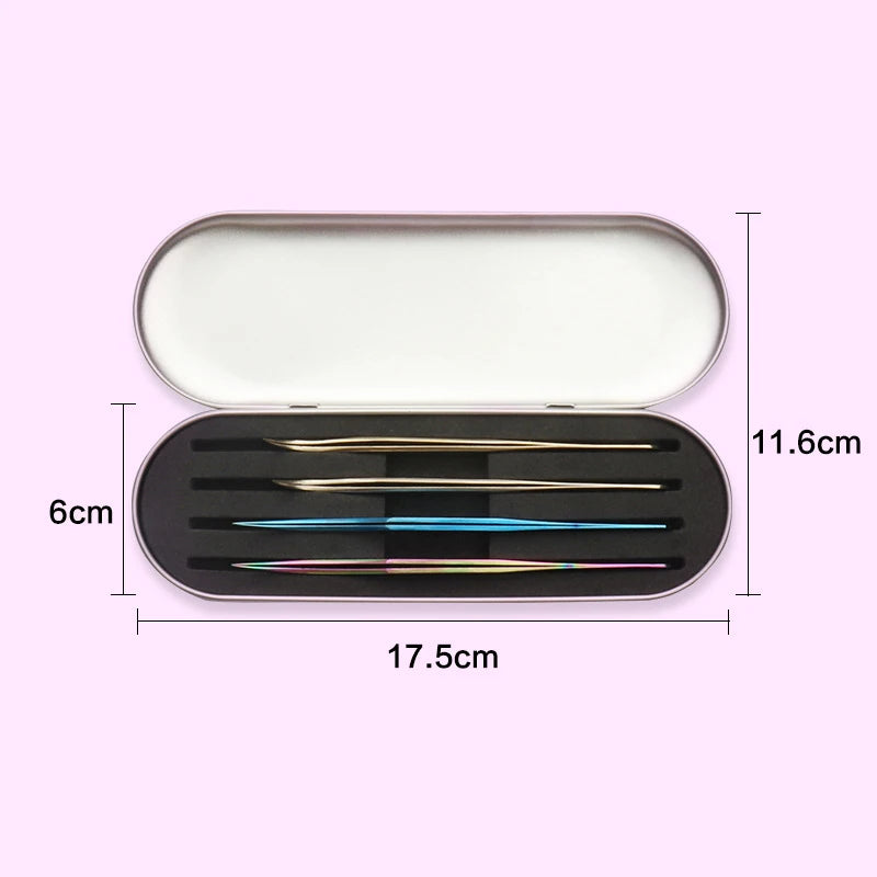4-Slot Tinplate Eyelash Tweezer Storage Box | Lash Tool Case Lash Tool Storage Box PRIMED