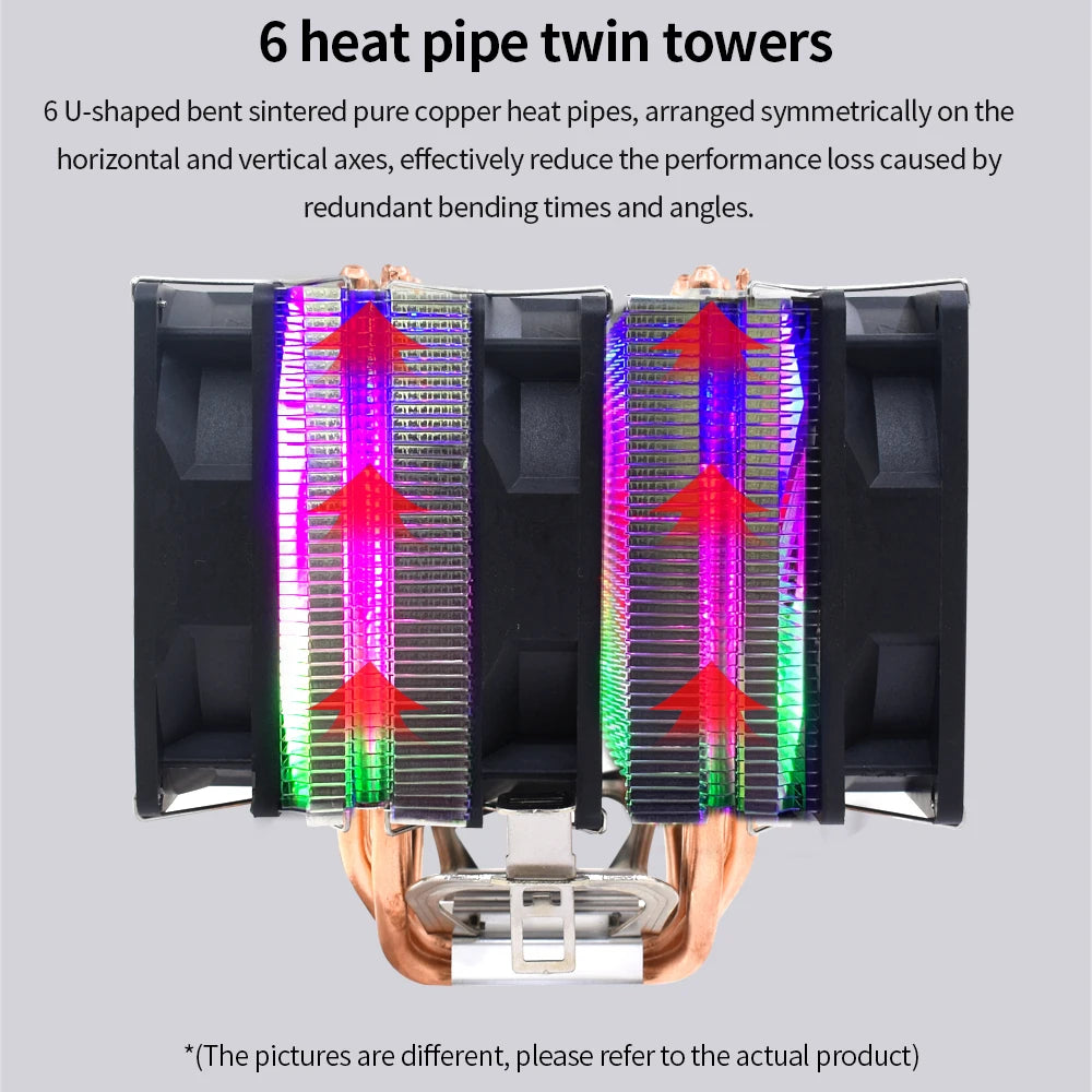 TISHRIC RGB CPU Air Cooler 4/6 Heat Pipes PWM Intel AMD CPU Air Cooler PRIMED