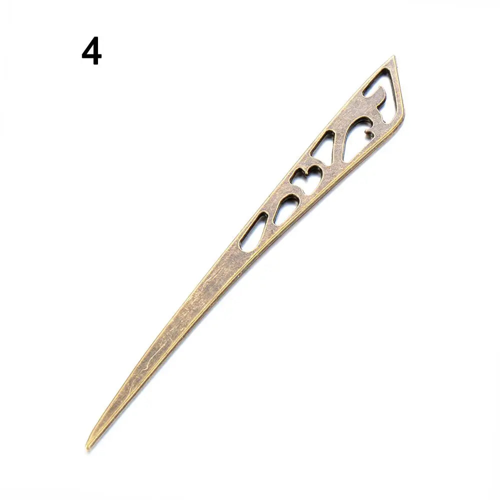 Vintage Bronze Metal Hair Fork Stick – Curved Hairpin Clip