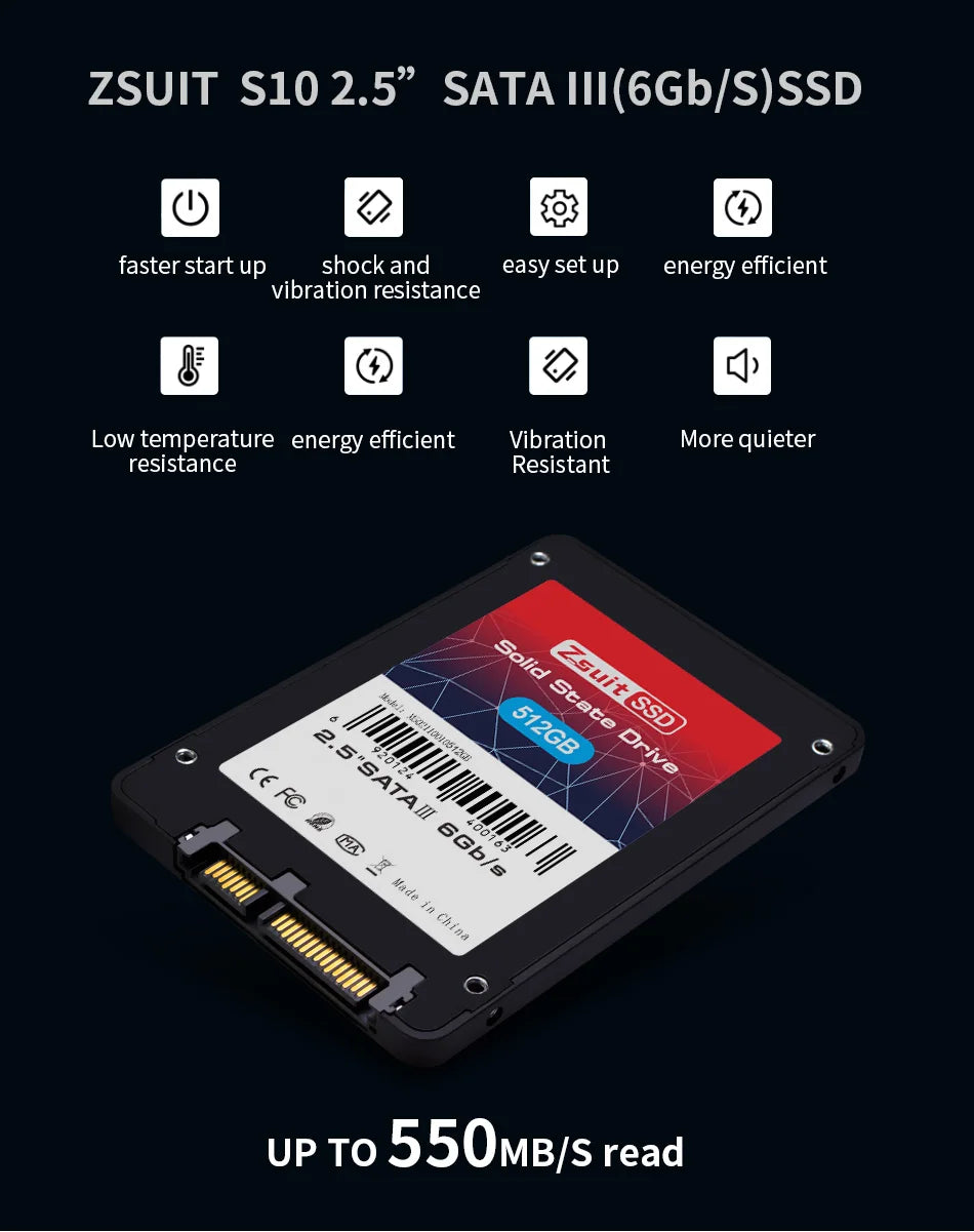 Z-Suit 1TB 2.5" SATA III Internal SSD – Laptop & Desktop