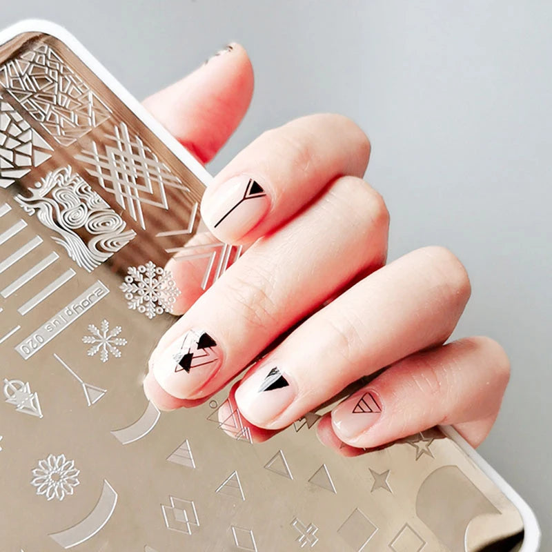 MAFANAILS Big Nail Stamping Plates – Flower & Geometric DIY Nail Stamping Plate PRIMED