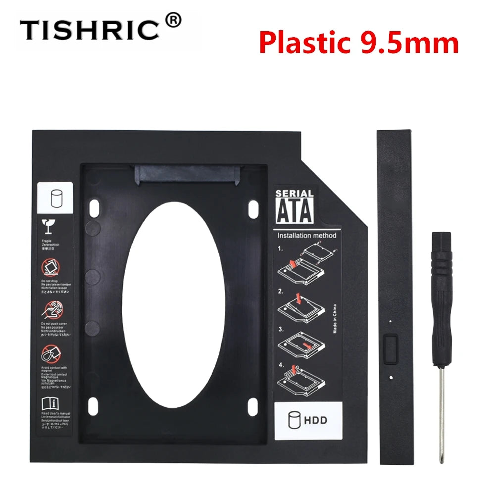 TISHRIC 2nd HDD Caddy SATA 3.0 2.5" SSD 9.5/12.7mm Adapter HDD Caddy Adapter PRIMED Plastic 9.5mm China Mainland