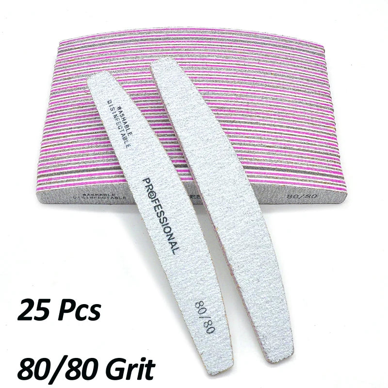 JEARLYU Washable Nail Files 25/50 Pack – 100 to 180 Grit Nail Files Set PRIMED 25 Pcs Grit80-80