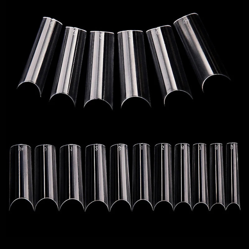 500pcs XL C Curve False Nail Tips – Clear Full Cover Acrylic