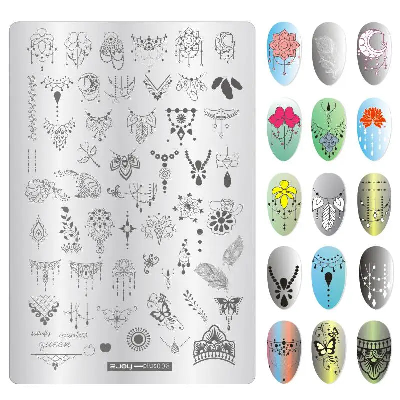 MAFANAILS Big Nail Stamping Plates – Flower & Geometric DIY Nail Stamping Plate PRIMED PLUS8
