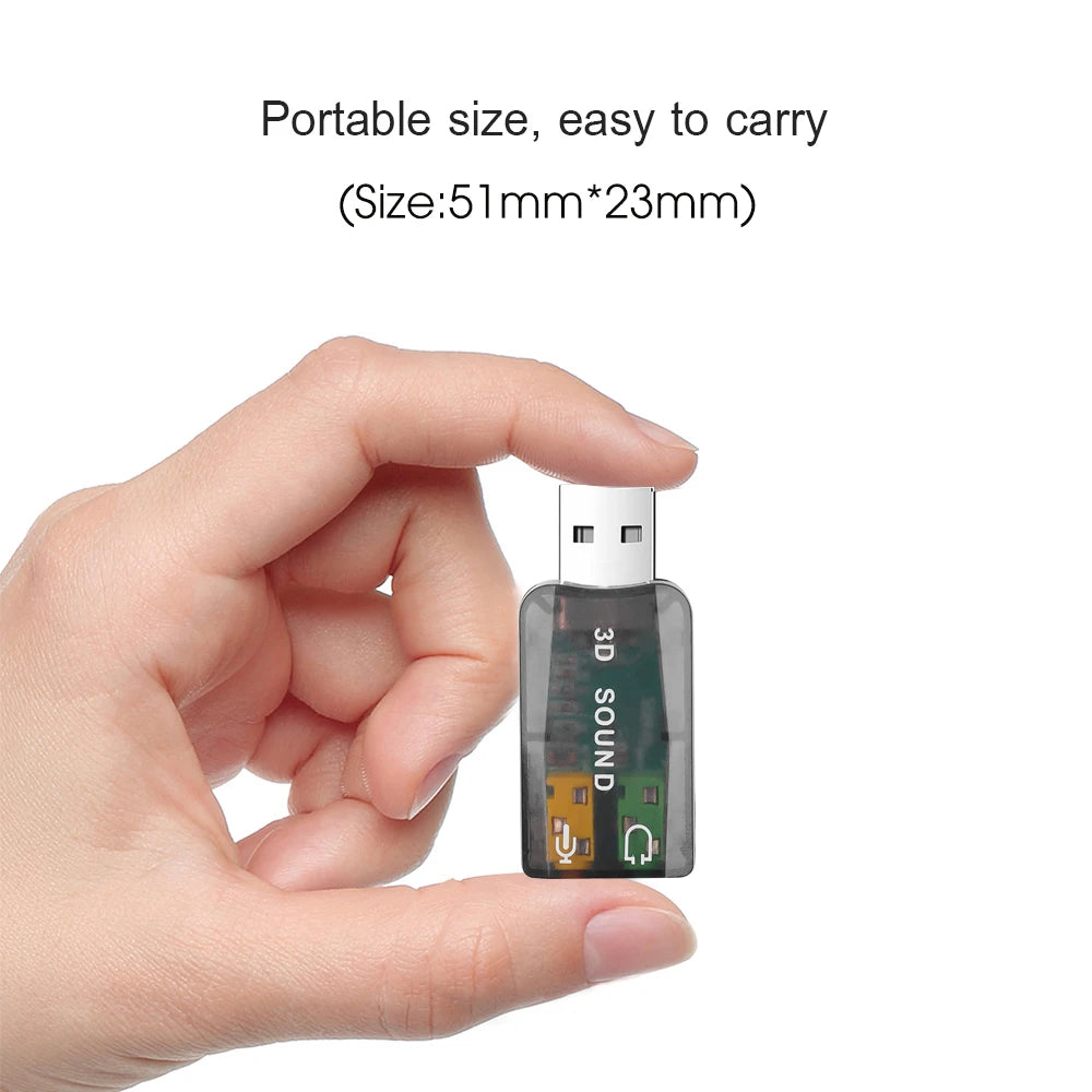 USB 5.1 External Sound Card Adapter – 3.5mm Audio & Mic Jack USB Audio Adapter PRIMED
