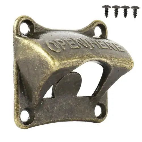Vintage Bronze Wall-Mounted Zinc Alloy Bottle Cap Opener Wall Bottle Opener PRIMED Bronze