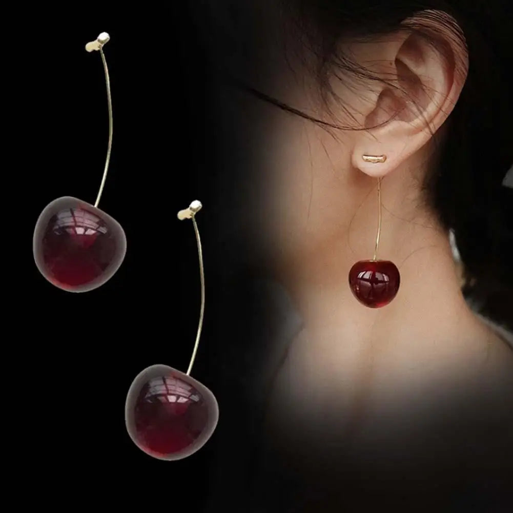 Sweet Cherry Dangle Drop Earrings – Fashion Fruit Jewelry Dangle Earrings PRIMED
