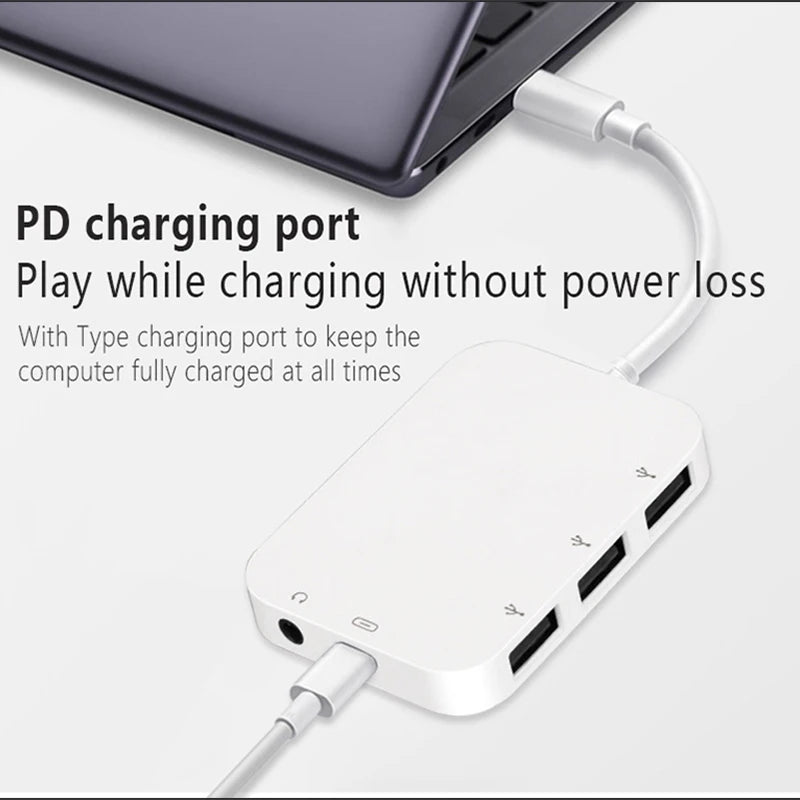 UTHAI C08 5-in-1 USB-C Hub Docking Station & Headphone Jack USB-C Docking Hub PRIMED