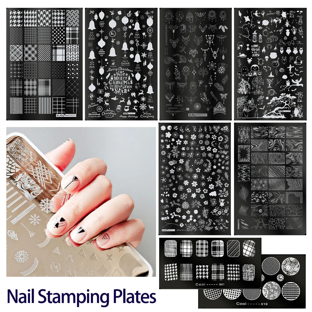 MAFANAILS Big Nail Stamping Plates – Flower & Geometric DIY Nail Stamping Plate PRIMED