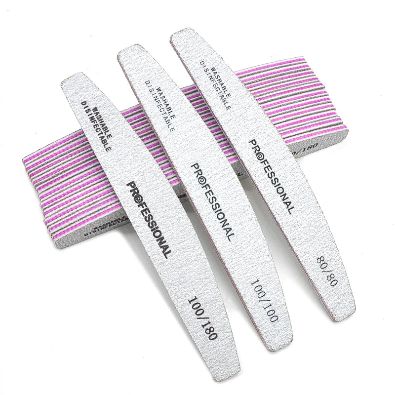 JEARLYU Washable Nail Files 25/50 Pack – 100 to 180 Grit Nail Files Set PRIMED