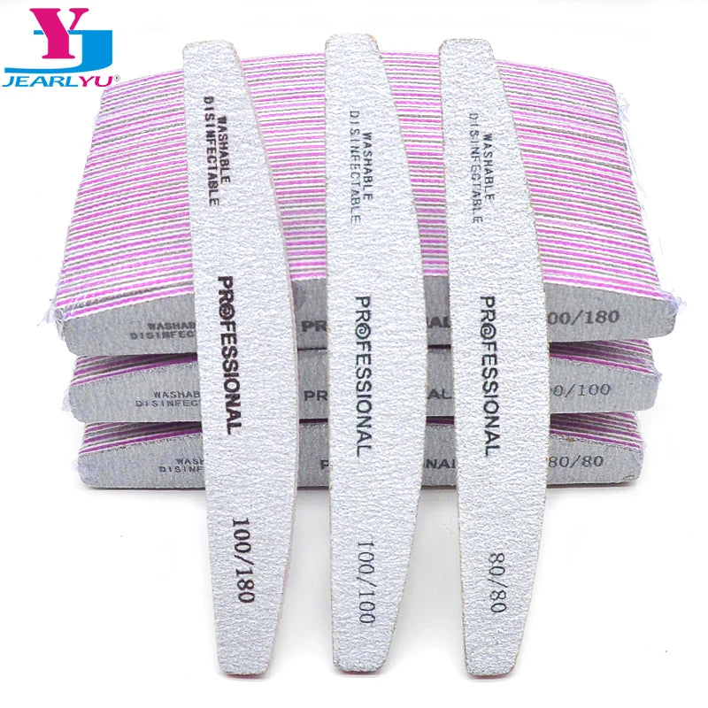 JEARLYU Washable Nail Files 25/50 Pack – 100 to 180 Grit Nail Files Set PRIMED