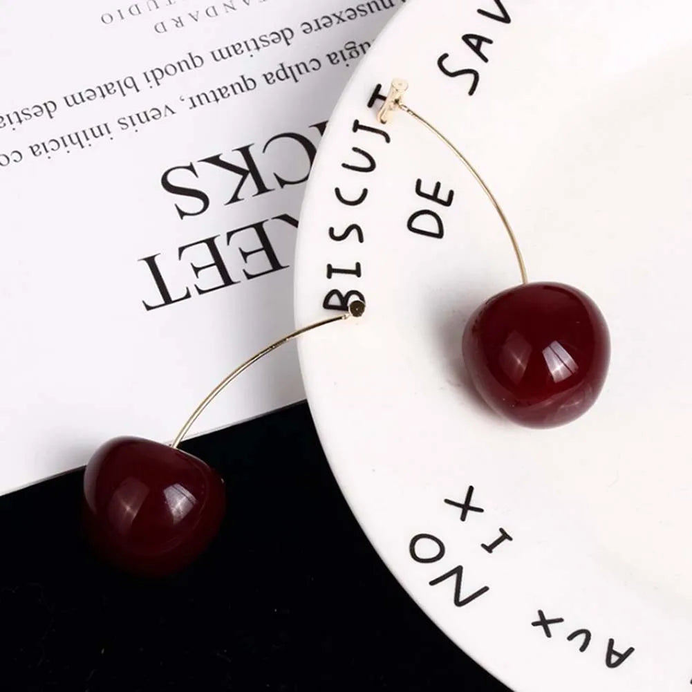 Sweet Cherry Dangle Drop Earrings – Fashion Fruit Jewelry Dangle Earrings PRIMED