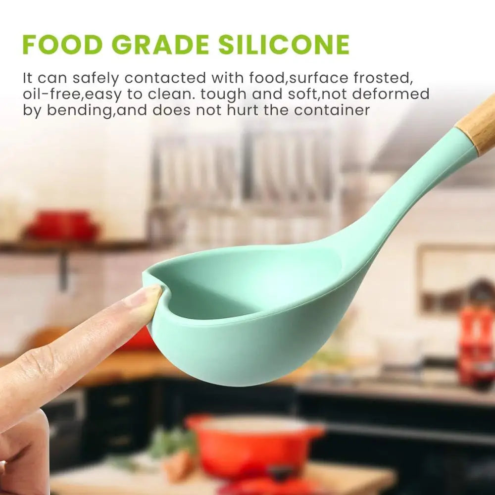 LMETJMA Silicone Cooking Utensil Set – 446°F Heat Resistant Silicone Utensil Set PRIMED