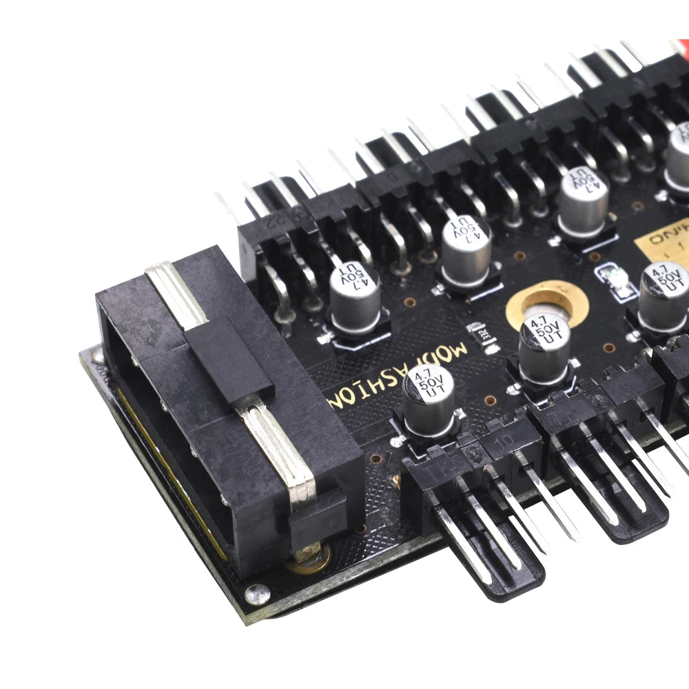 TISHRIC PWM Fan Hub 1-to-10 4-Pin Molex Splitter 12V Controller PWM Fan Hub PRIMED