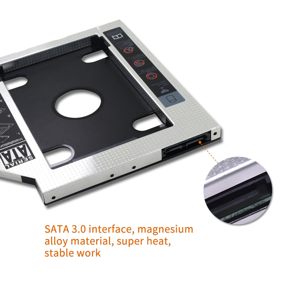 TISHRIC 2nd HDD Caddy SATA 3.0 2.5" SSD 9.5/12.7mm Adapter HDD Caddy Adapter PRIMED