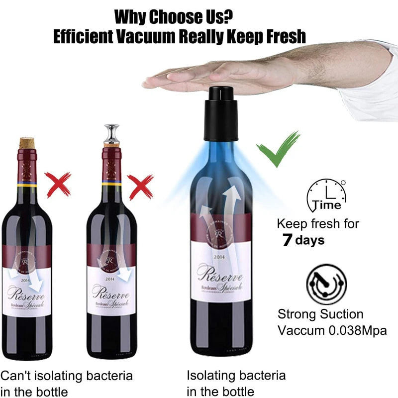 LMETJMA Vacuum Wine Bottle Stopper – Keep Wine Fresh 7 Days Wine Bottle Stopper PRIMED