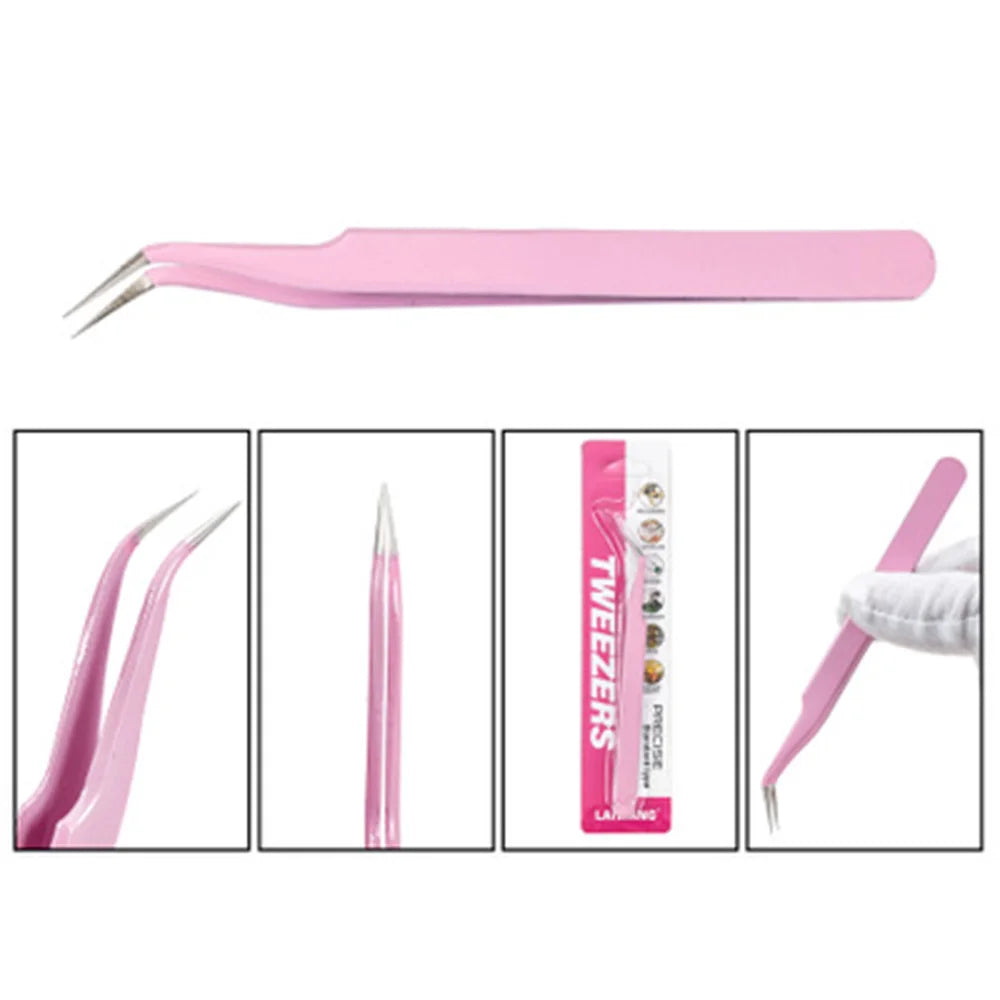 Stainless Steel Eyelash Extension Tweezers Straight & Curved