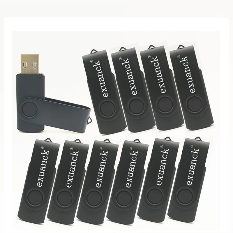 10-Pack Custom Logo Metal Swivel USB Flash Drive 16–128GB USB Flash Drive PRIMED Black-J1 USB 3.0-128GB