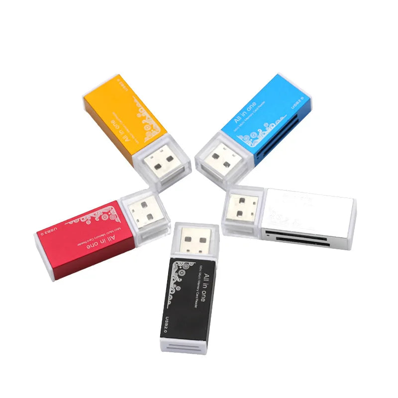 Ceamere 4-in-1 USB 2.0 Aluminum Card Reader – TF SD M2 MS USB Card Reader PRIMED