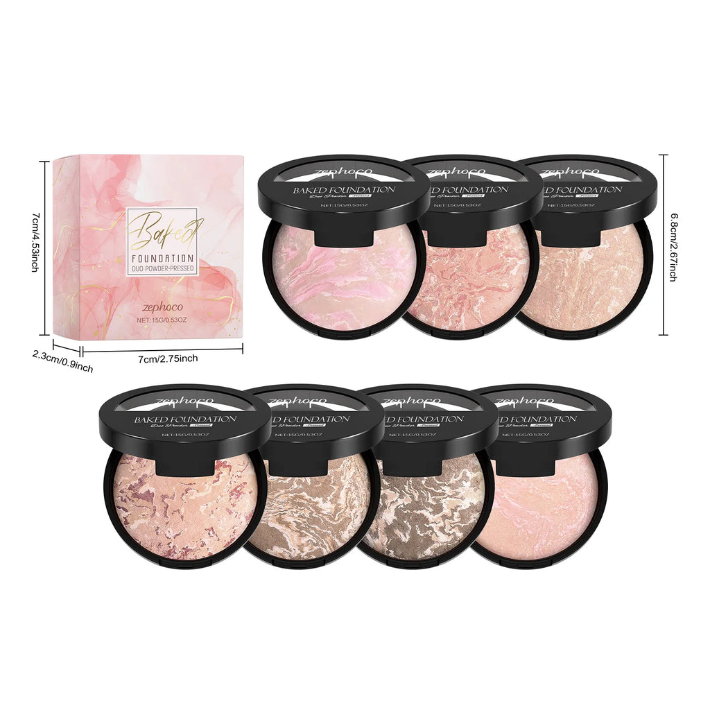 Baked Bronzer & Marble Highlighter Palette – Matte Setting Powder Bronzer Highlighter Palette PRIMED