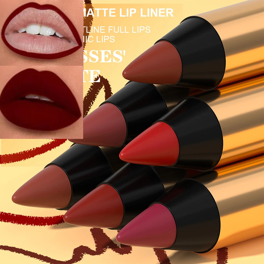 Waterproof Matte Lip Liner Pencil – Long-Lasting Dark Red