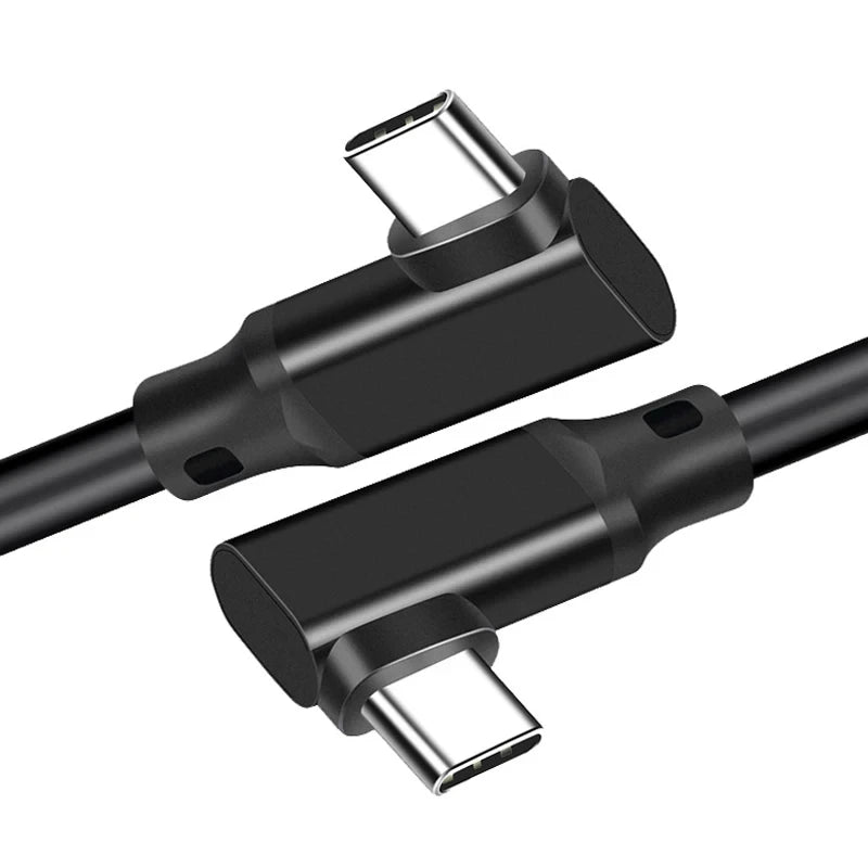 Hannord 90° USB-C Cable USB3.2 Gen2 20Gbps 100W PD 4K VR Link USB-C Data Cable PRIMED Black PVC 1.5m