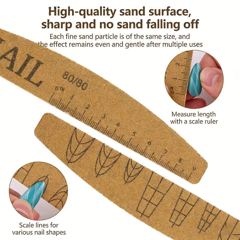 10-Pack Double-Sided Washable Ruler Nail Files | Multi-Grit