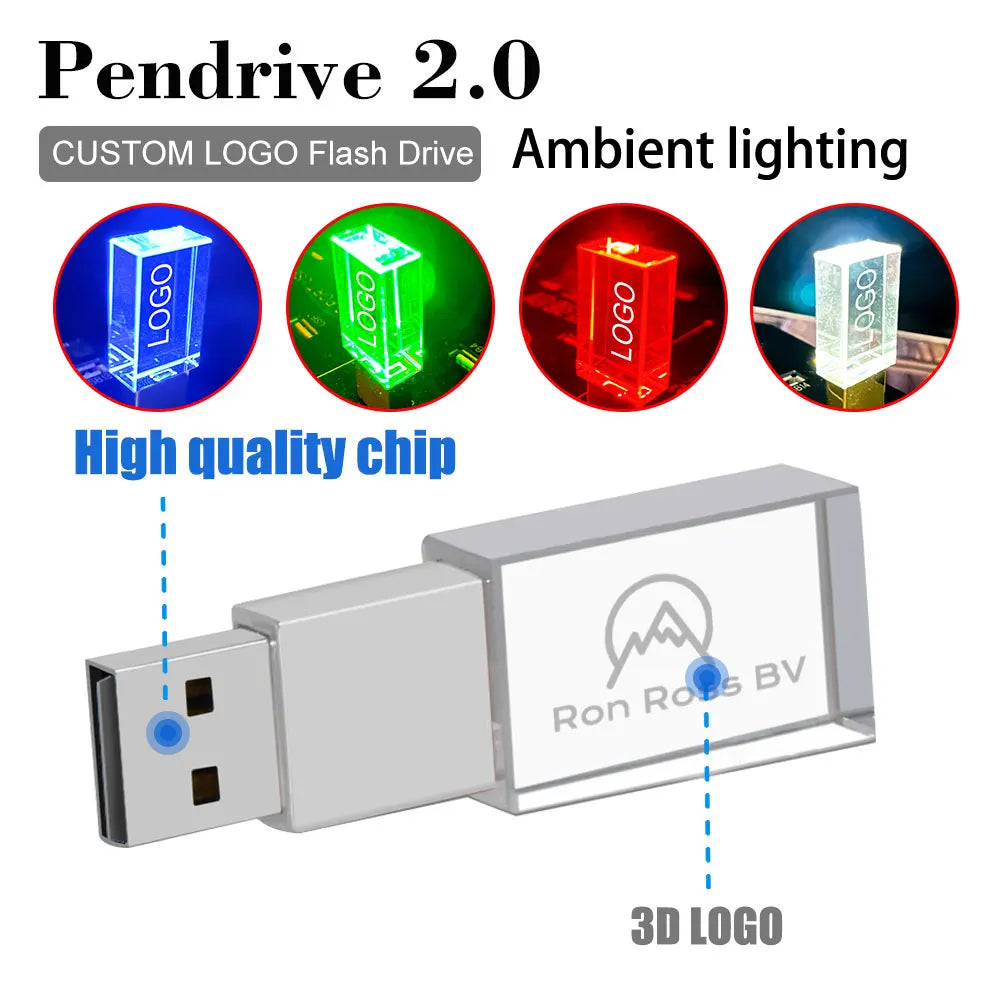 10-Pack Crystal USB 2.0 Flash Drives | Custom Logo 4–128GB USB Flash Drive PRIMED