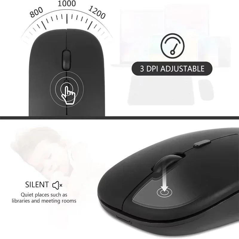 LED Rechargeable Wireless Mouse Bluetooth 2.4G Dual Mode Silent Wireless Mouse PRIMED