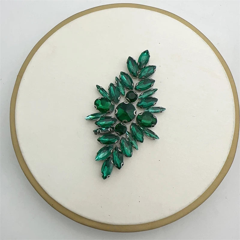 Iron-On Rhinestone Floral Applique – Crystal Patch for Bridal DIY