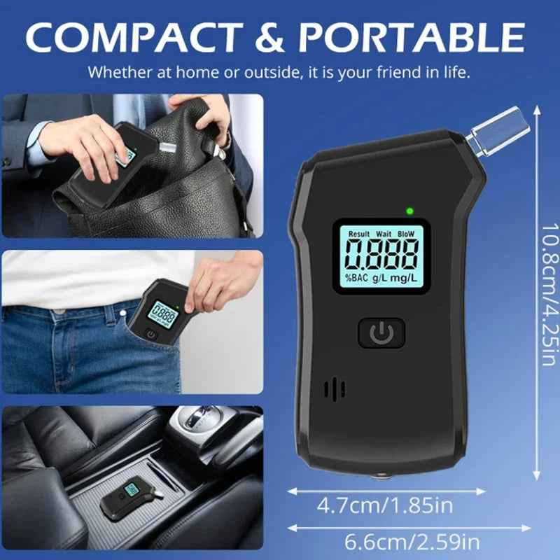 Portable Breathalyzer Alcohol Tester – LCD Display, CE Certified Personal Breathalyzer PRIMED
