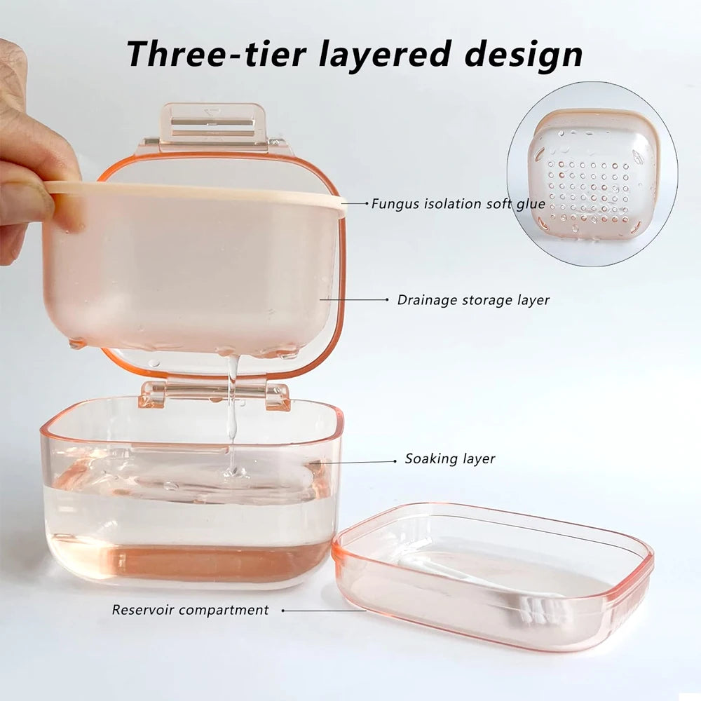 2-in-1 Denture & Retainer Case – No-Leak Portable Cleaning Cup Denture Storage Case PRIMED