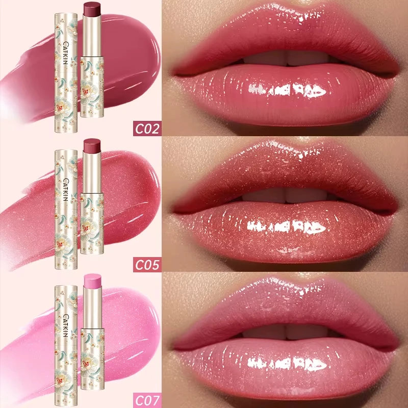 CATKIN Glossy Lip Balm – 12H Hydrating Tinted Lipstick Glossy Lip Balm PRIMED C02 C05 C07