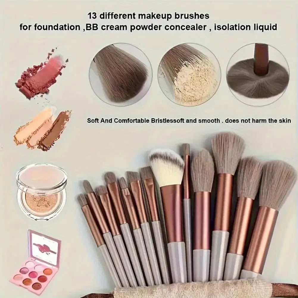 13-Piece Makeup Brush Set – Foundation, Eyeshadow & Blush