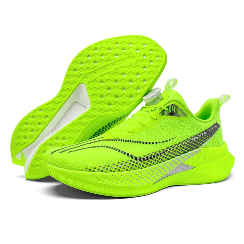 LETCOMFIT Carbon Plate Running Shoes – Lightweight Mesh Sneakers Running Shoes PRIMED 36 green