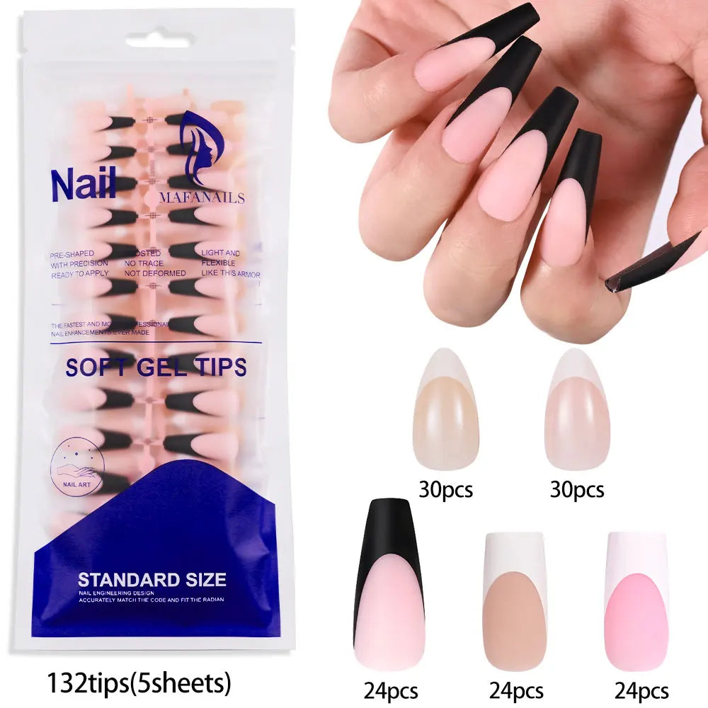 120pcs Glossy French Press On Nails Almond Full Coverage Set