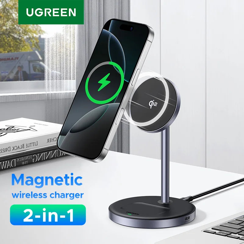 UGREEN 2-in-1 Magnetic Wireless Charging Stand 20W | iPhone AirPods Wireless Charging Stand PRIMED