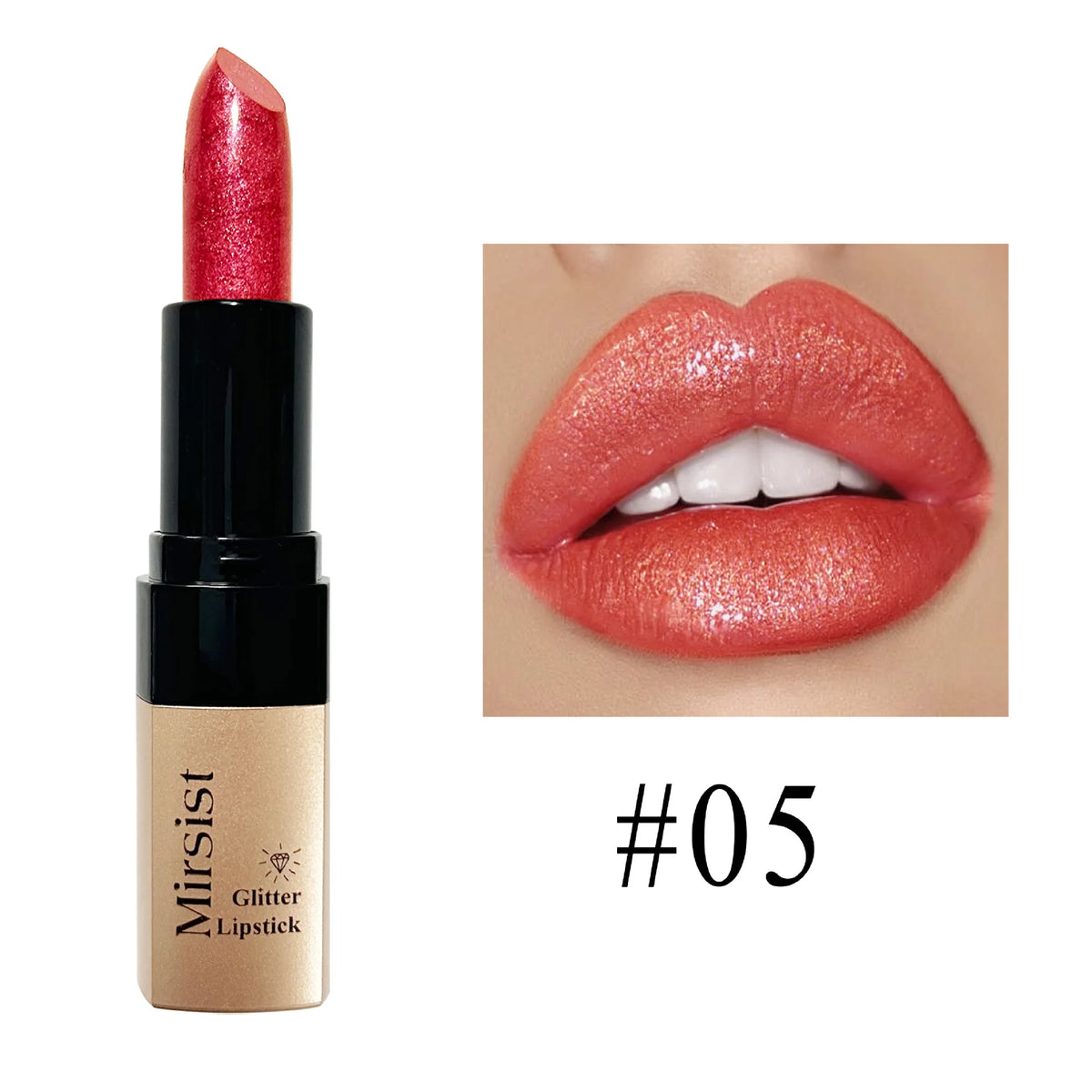 Mirsist Diamond Lip Gloss – 6-Shade Glitter Metallic Lipstick Glitter Lip Gloss PRIMED 05