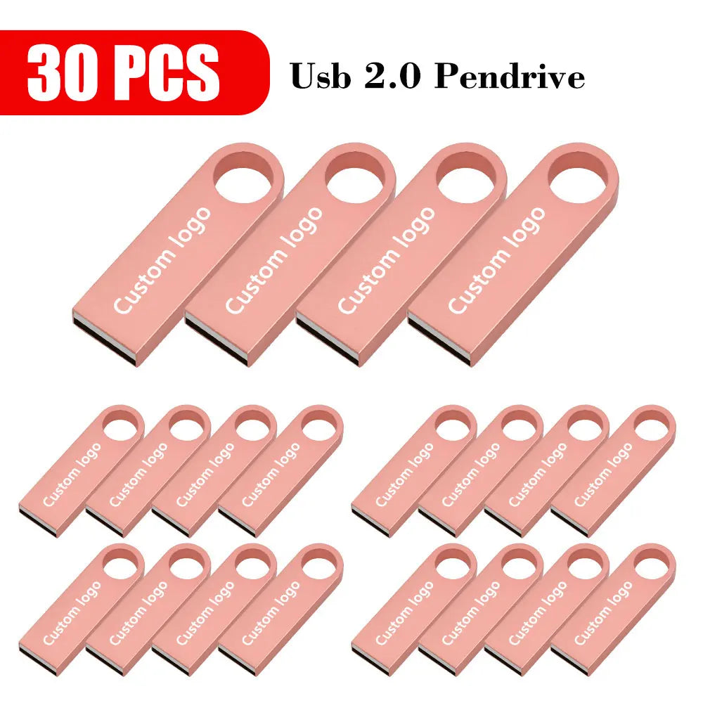 30-Pack Custom Logo USB 2.0 Flash Drives 128MB–128GB Metal USB Flash Drive Pack PRIMED 128MB x 30pcs rose-gold China Mainland