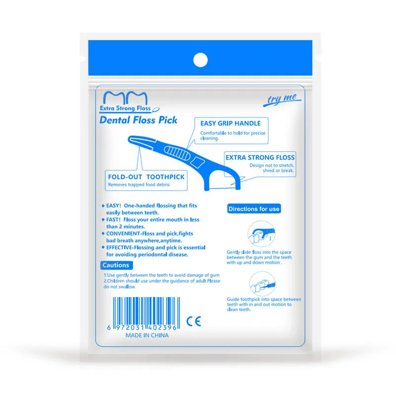100-Pack Mint Dental Floss Picks – Peppermint Flossers