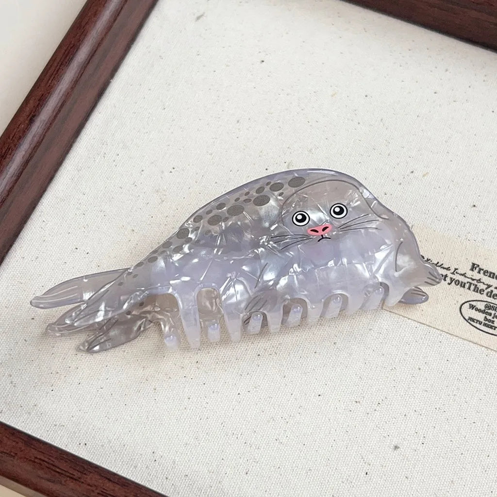 Ocean Animal Hair Claw Clips – Whale, Dolphin & Seal Hair Claw Clip PRIMED Clear Grey