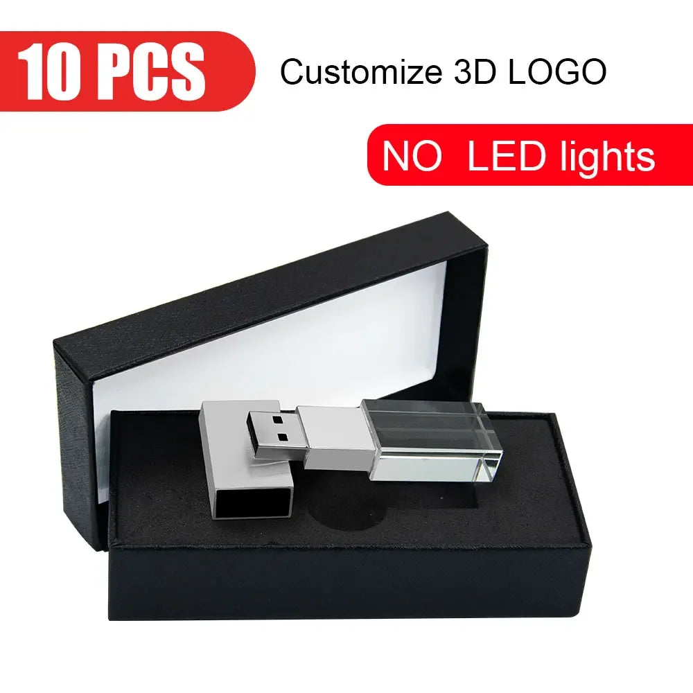 10-Pack Crystal USB Flash Drives 4–128GB | Free Custom Logo USB Flash Drive PRIMED 4GB No-light-B