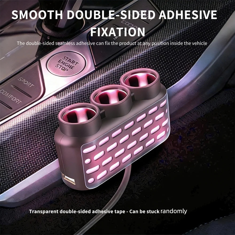 120W 3-in-1 USB-C Car Cigarette Lighter Splitter | Fast Charge Car Charger Adapter PRIMED